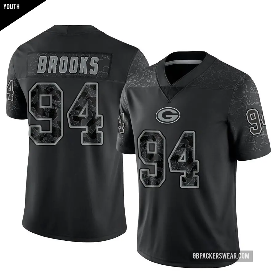 Youth Green Bay Packers ＃94 Karl Brooks Black Limited Reflective Jersey