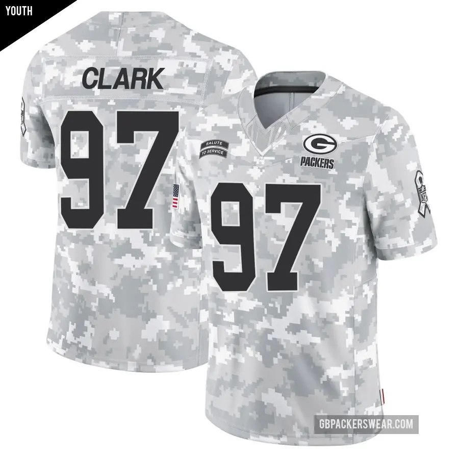 Youth Green Bay Packers ＃97 Kenny Clark Arctic Camo Limited 2024 Salute to Service Jersey