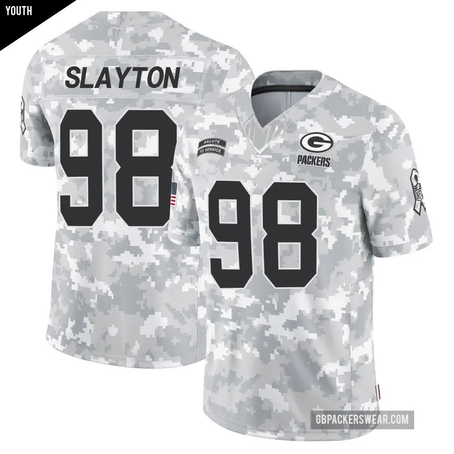 Youth Green Bay Packers ＃98 Chris Slayton Arctic Camo Limited 2024 Salute to Service Jersey