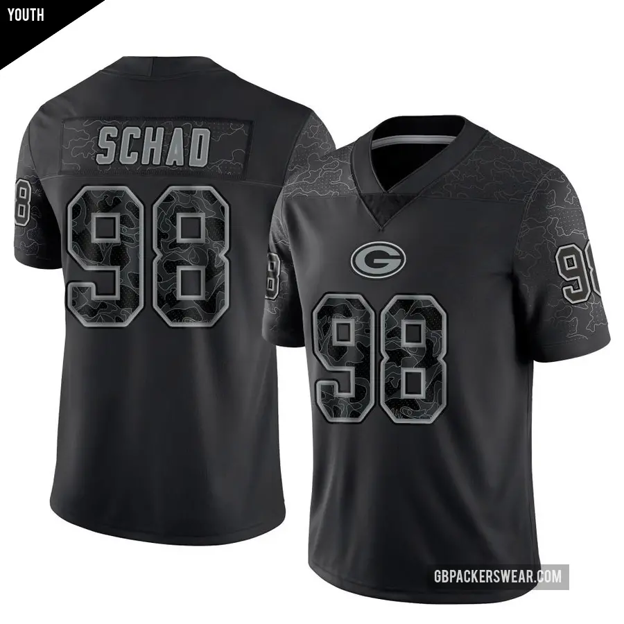 Youth Green Bay Packers ＃98 Keonte Schad Black Limited Reflective Jersey